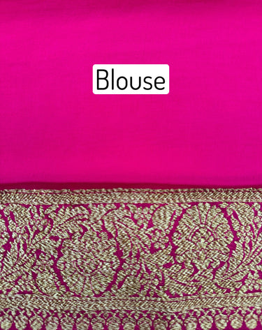 Handwoven Chiffon Saree | Royal Blue & Magenta | Gold Zari | Ships from California